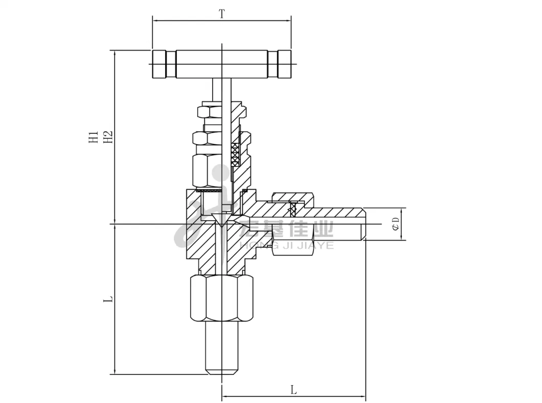 316 Stainless Steel Needle Valve with Male Thread 1/4 NPT Angle-Type Needle Valve